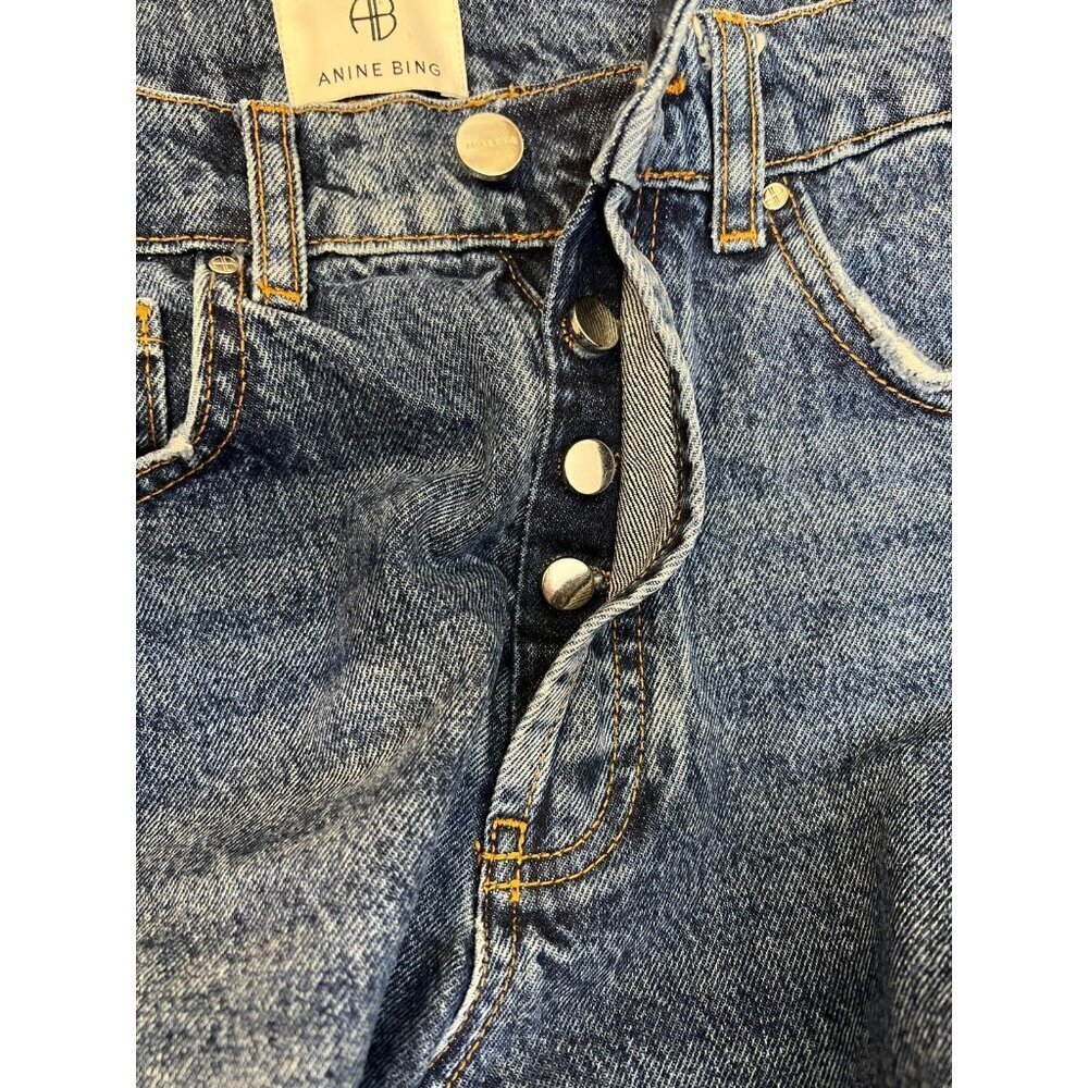 Anine Bing Sonya Jeans Indigo Blue Size 26 Button Fly Straight Leg - Picture 5 of 7